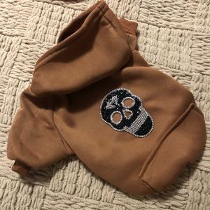 Skull dog cat sweatshirt hoodie M crystal bling